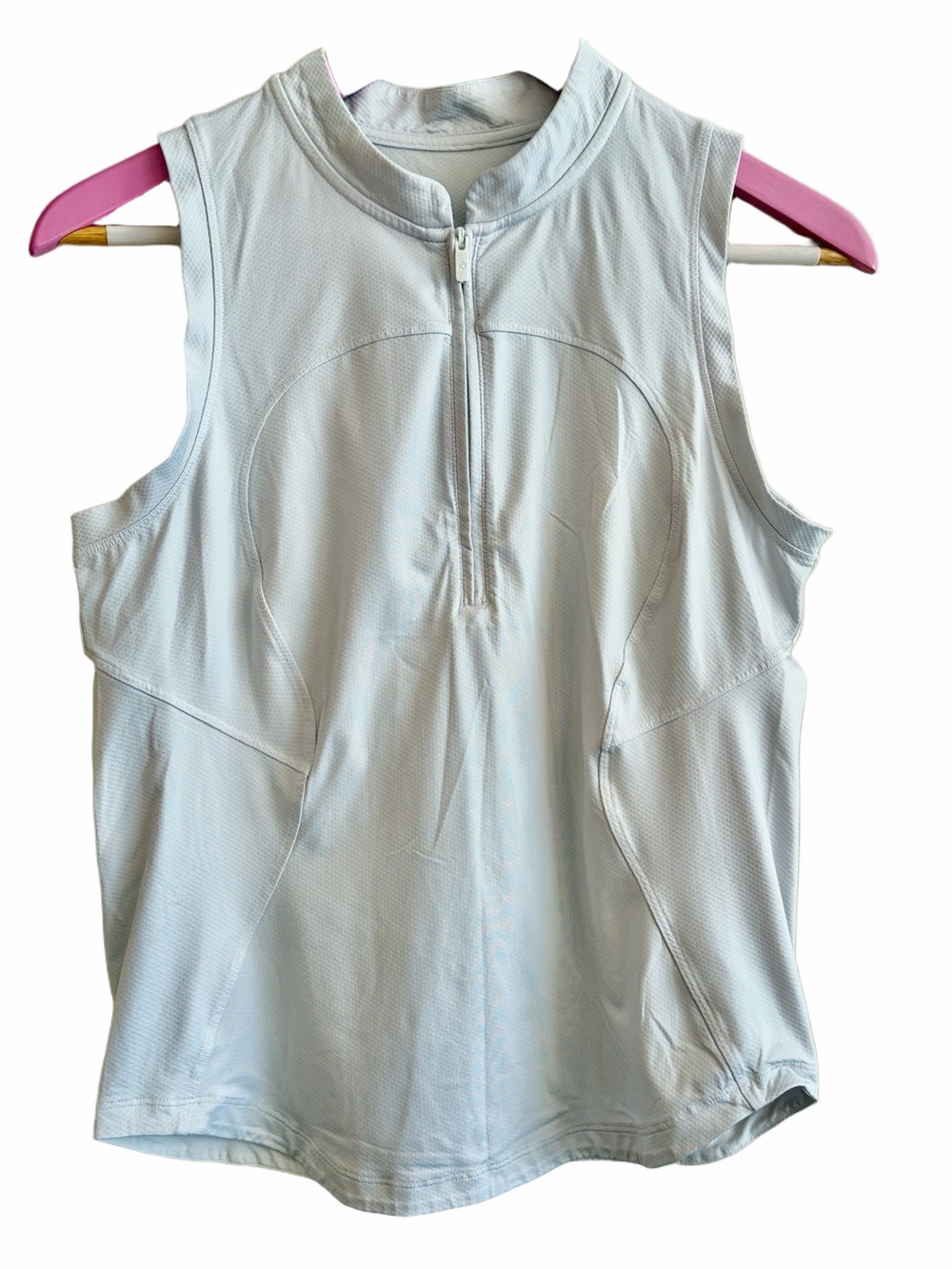 Lululemon Size Medium Light GREY Front Zip Mock Neck Sleeveless Pickleball Top